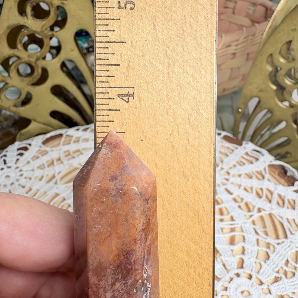 Orange Moss Agate Crystal Tower Point Witchy Boho Natural Stone 69.3g - Picture 8 of 9